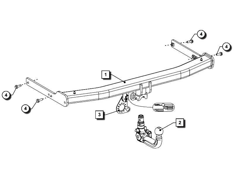 Wypinany pionowo hak holowniczy ORIS VW Tiguan Allspace MK2 II 2016-2024