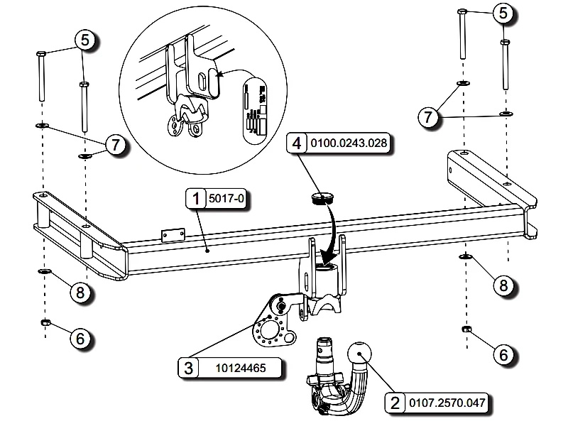 Wypinany pionowo hak holowniczy ORIS Audi A4 B8 Avant / Kombi 2008-2015 + Moduł 13PIN
