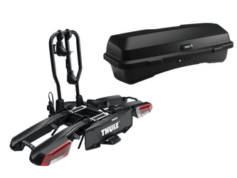 Bagażnik rowerowy z boxem na hak Thule EasyFold 3 + Thule Santu