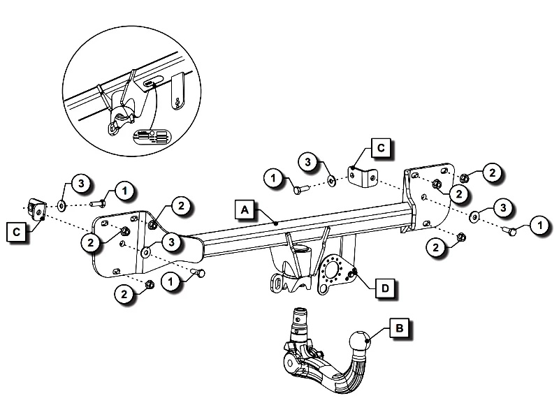 Wypinany pionowo hak holowniczy ORIS Mercedes GLA H247 2020-