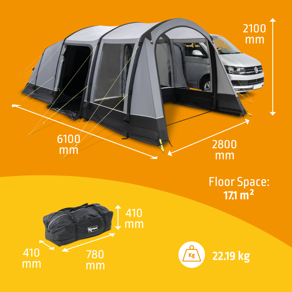 Przedsionek do kampera | Kampa Touring Air RH TC VW DriveAway Awning | 9120001235