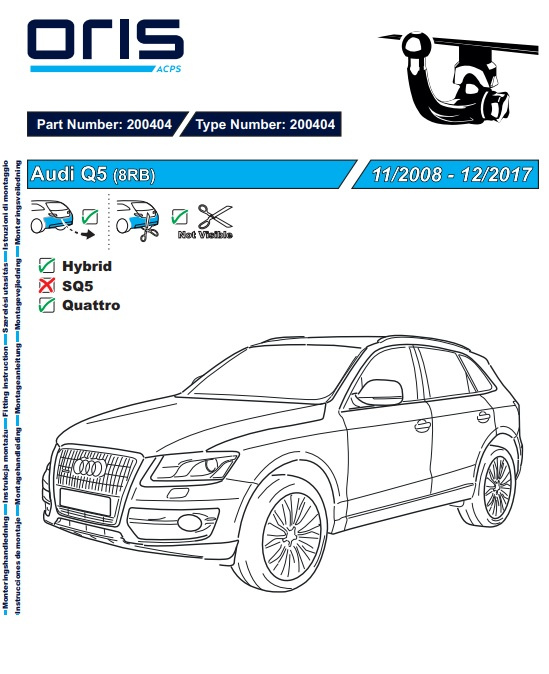 Wypinany hak holowniczy ORIS 200-404
