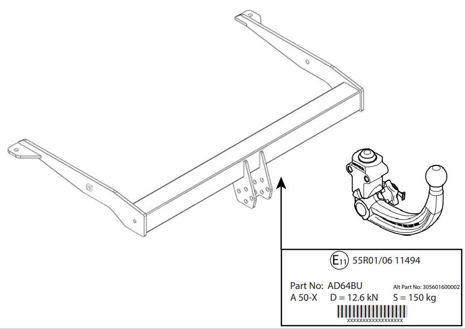 Hak holowniczy Westfalia Audi A6 C8 sedan 09/2018-