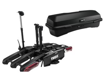 Bagażnik rowerowy z boxem na hak Thule Epos 3 + Thule Santu