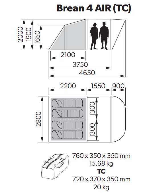 Kampa Brean 4 AIR Namiot nadmuchiwany | 9120001255