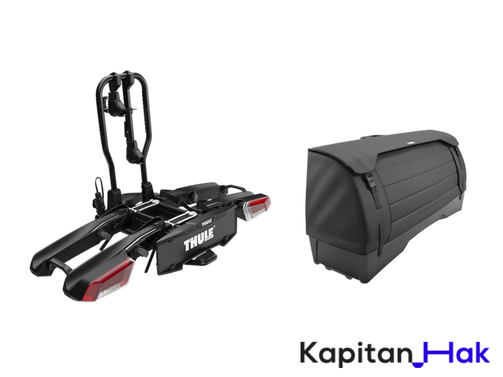 Bagażnik rowerowy z boxem 300l na hak Thule EasyFold 3 944100 + Onto 2