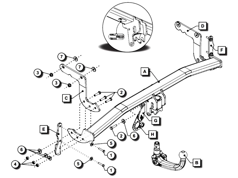 Wypinany pionowo hak holowniczy ORIS Peugeot 5008 II 2016- + Moduł 7PIN
