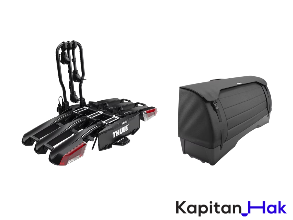 Bagażnik rowerowy z boxem na hak Thule EasyFold 3 + Thule Onto 2