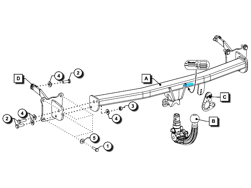 Wypinany pionowo hak holowniczy ORIS Ford Tourneo Connect 2022- Z przyg.