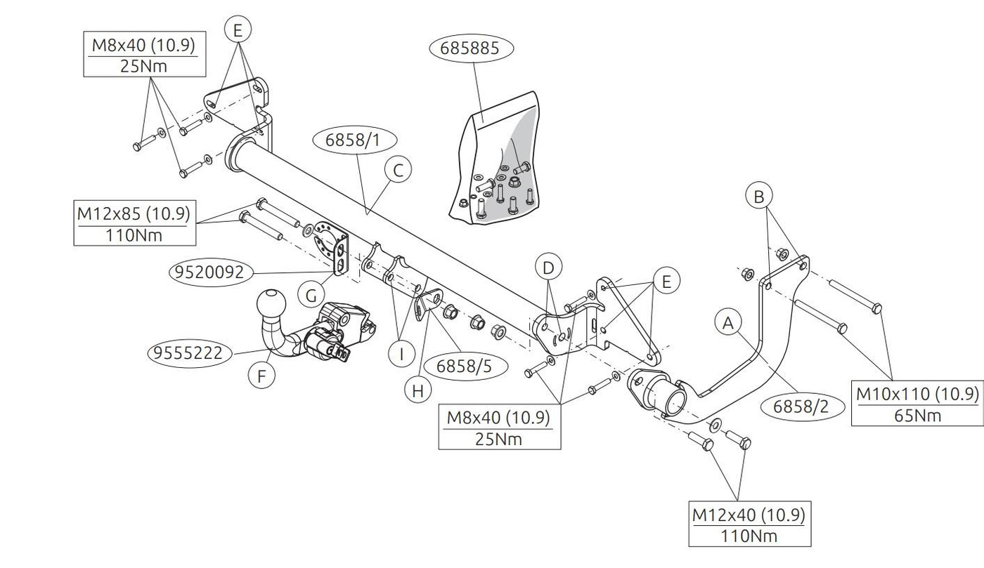 Hak holowniczy Brink Ford Tourneo Courier 2020-