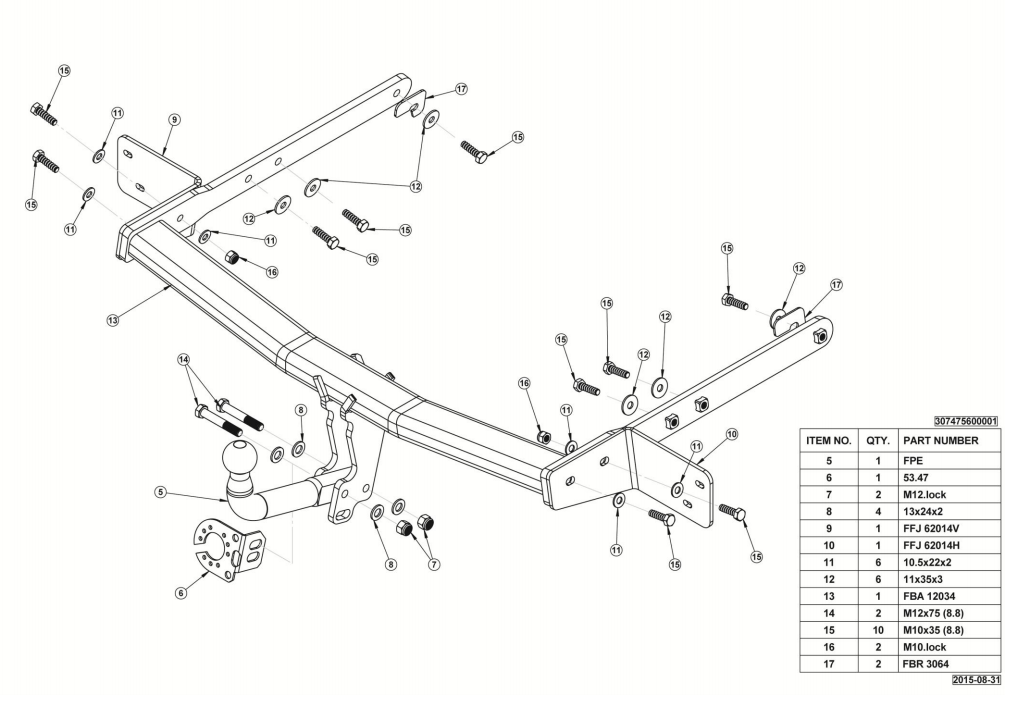 Hak holowniczy Westfalia Ford Mondeo Hatchback 2014-