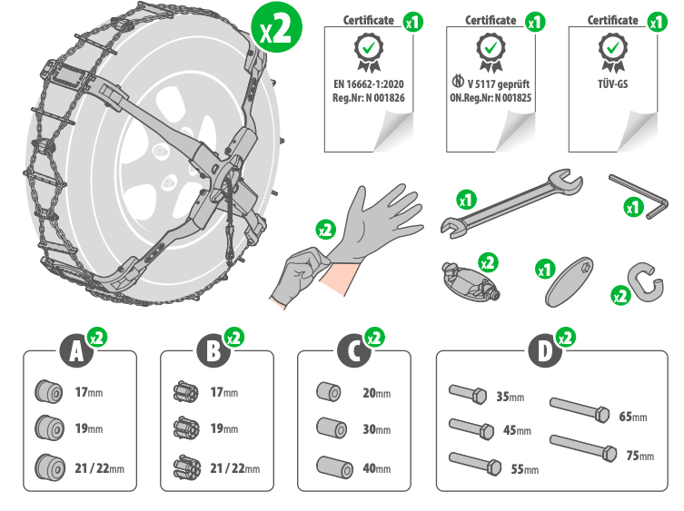 Łańcuchy śniegowe Pilot-Pro P5 I 225/60R16