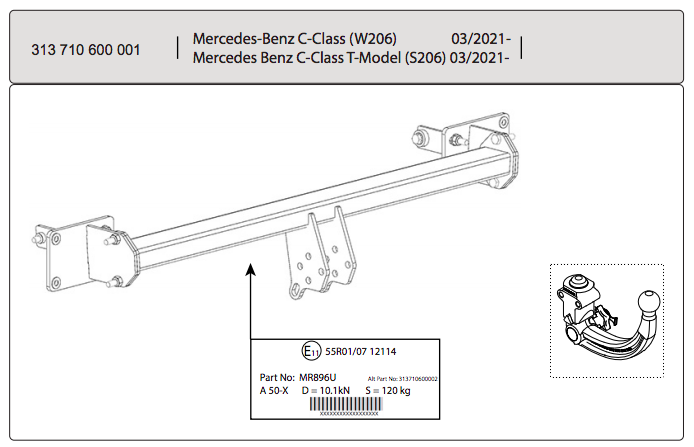 Hak Holowniczy Westfalia Mercedes C-Klasa w206 Sedan  03/2021-