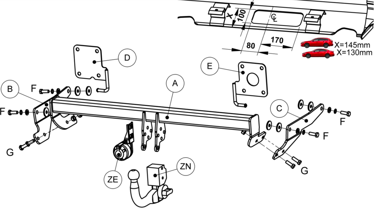 Hak holowniczy Witter Mazda 6 GJ sedan 2013-