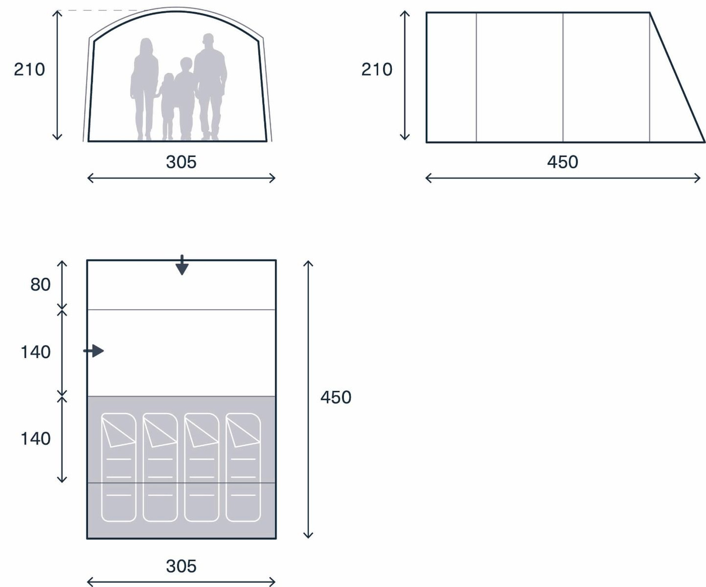 Namiot turystyczny Kampa Dawlish 04 | 4 osoby | 9120002478