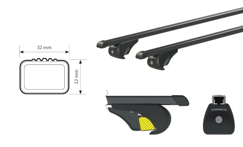 Bagażnik dachowy belki NORDRIVE Quadra Renault Kangoo 5p 01/97>03/08
