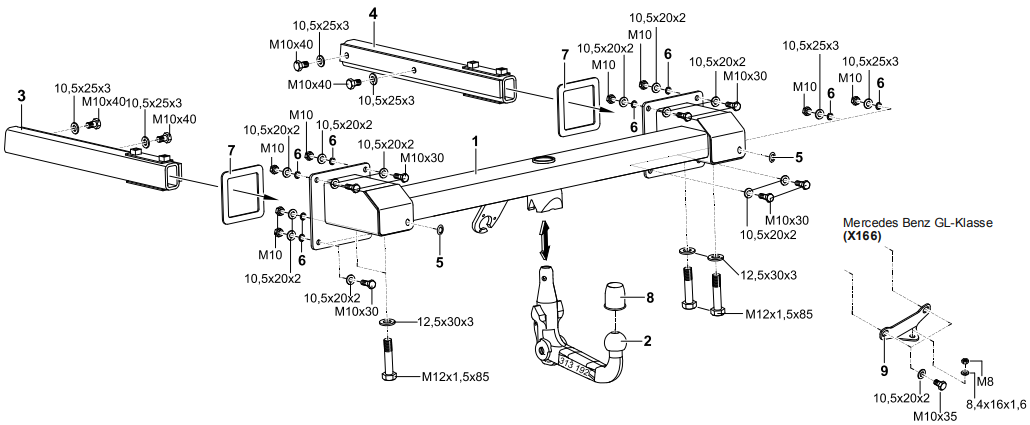 Hak holowniczy Westfalia Mercedes GL X164 2006-2012