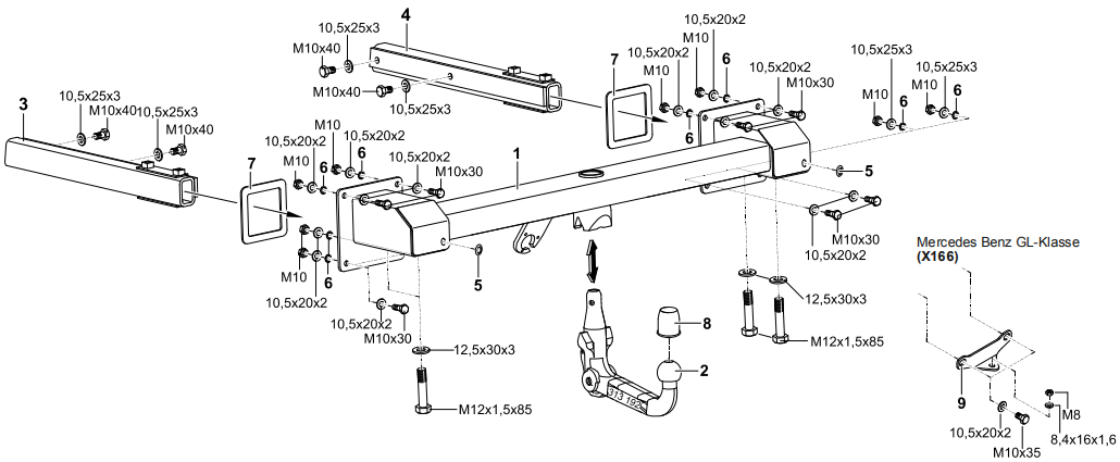 Hak holowniczy Westfalia Mercedes GL X166 2012-2015