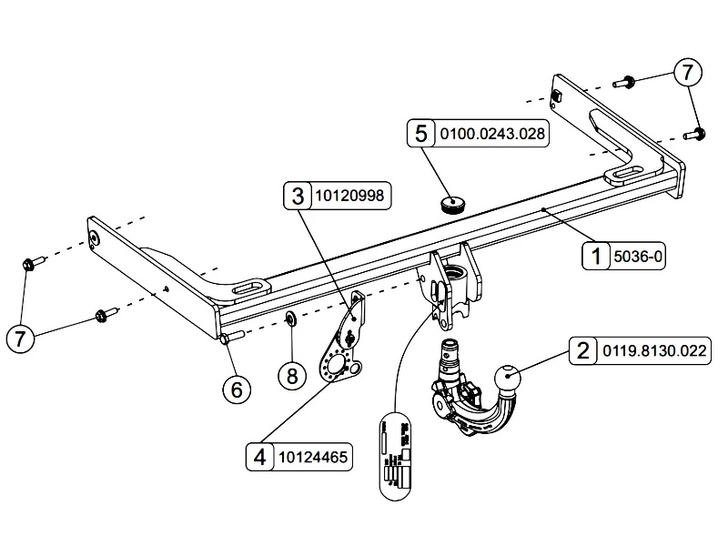 Wypinany pionowo hak holowniczy ORIS Seat Alhambra 2010-2020 + wiązka dedykowana