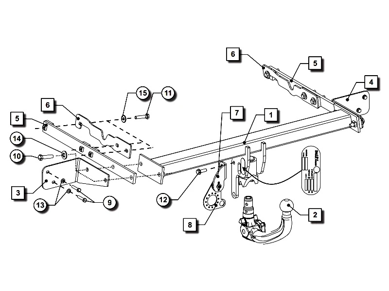 Wypinany pionowo hak holowniczy ORIS Ford Mondeo MK5 V limuzyna 2014- z przyg.