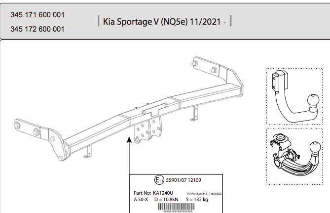 Hak Holowniczy Westfalia Kia Sportage V 09/2021-