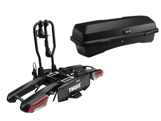Bagażnik rowerowy z boxem na hak Thule EasyFold 3 + Thule Santu