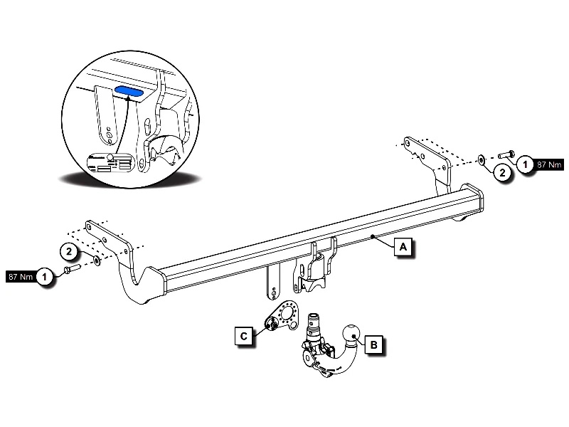 Wypinany pionowo hak holowniczy ORIS Nissan Qashqai III J12 06/2021 - 05/2024