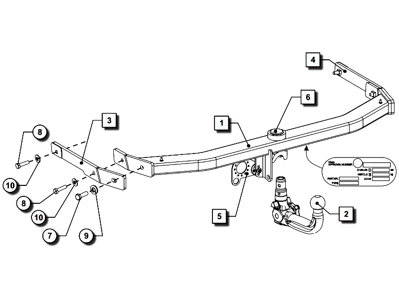 Wypinany pionowo hak holowniczy ORIS VW Volkswagen Passat B8 sedan 2014-2023 + Moduł 13PIN