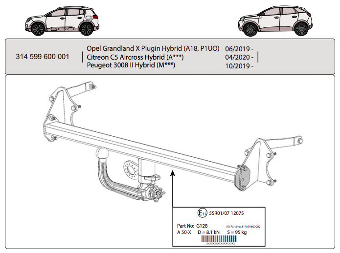 Hak Holowniczy Westfalia Citroen C5 Aircross Hybrid 04/2020-