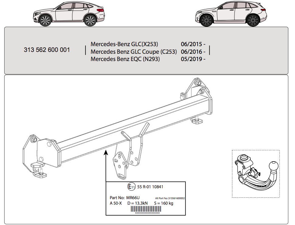 Hak Holowniczy Westfalia Mercedes GLC Coupe C253 2015-