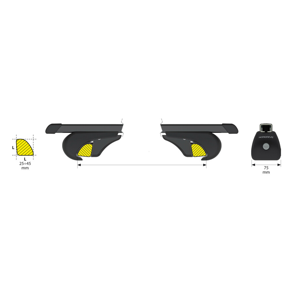 Bagażnik dachowy belki NORDRIVE Quadra Jeep Cherokee 05/14>08/21