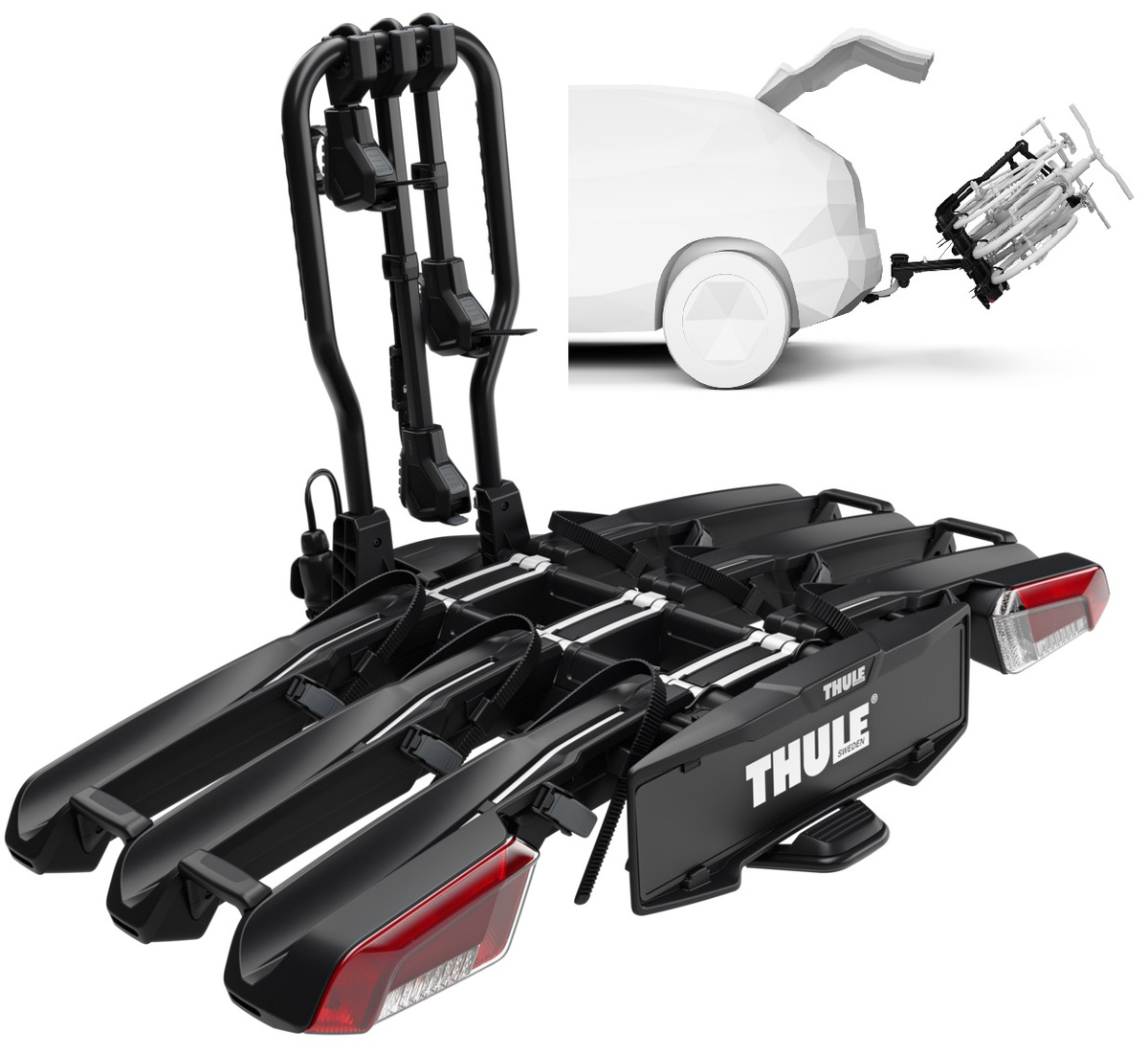 Bagażnik rowerowy z boxem na hak Thule EasyFold 3 + Thule Onto 2