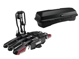 Bagażnik rowerowy z boxem na hak Thule EasyFold 3 + Thule Santu