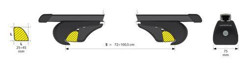 Nordrive N15010 "RAIL-TOP" STEEL LOAD BARS "M" 120CM FOR NORMAL ROOF RAILING