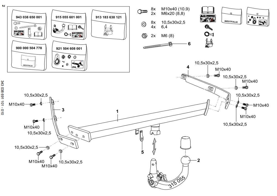 Hak wypinany Westfalia Mazda 3 Hatchback 2003-2009