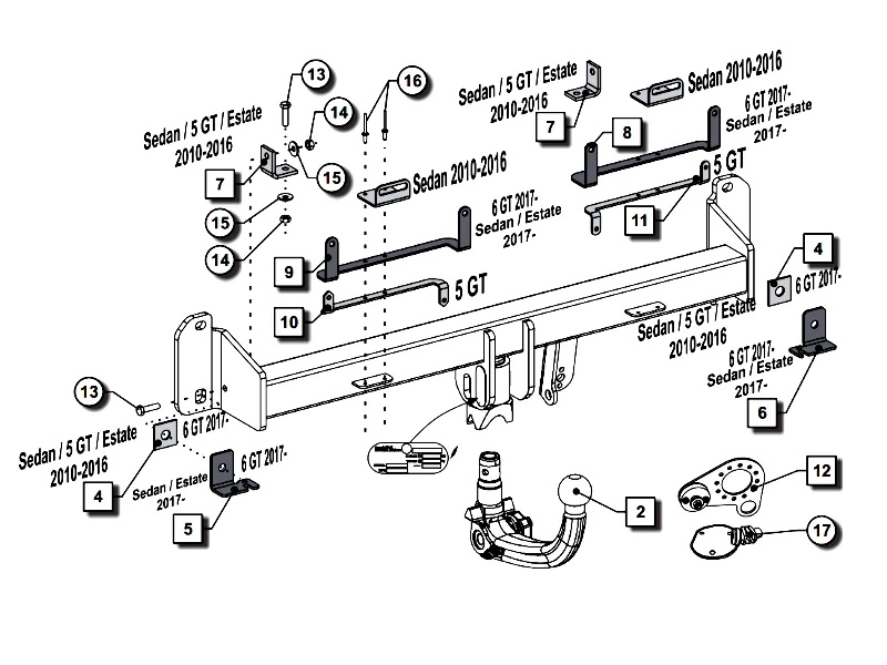 Wypinany pionowo hak holowniczy ORIS BMW Seria 5 F11 Kombi 2014-2017