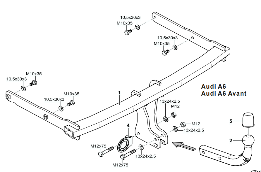 Hak holowniczy Westfalia Audi A6 C7 Sedan 11-18