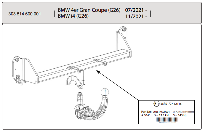 Hak Holowniczy Westfalia BMW Seria 4 Gran Coupe G26 2021-