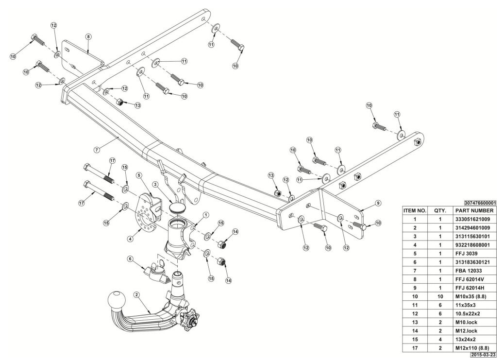 Hak wypinany Westfalia Ford Mondeo Mk5 Sedan 2014-2022