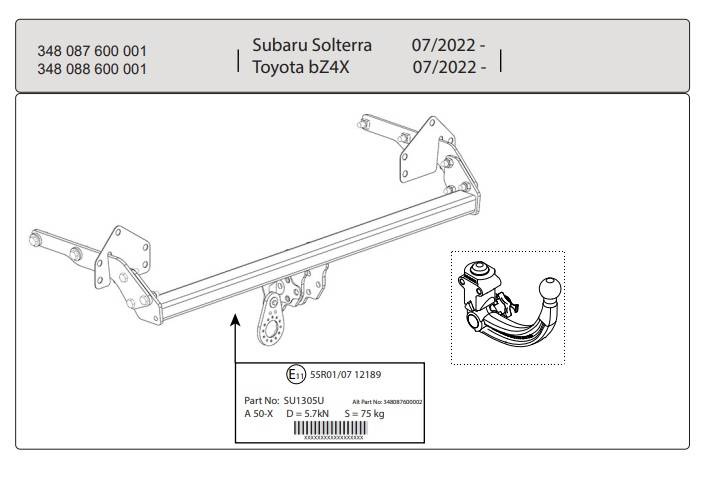Hak holowniczy Westfalia Subaru Solterra 2022-