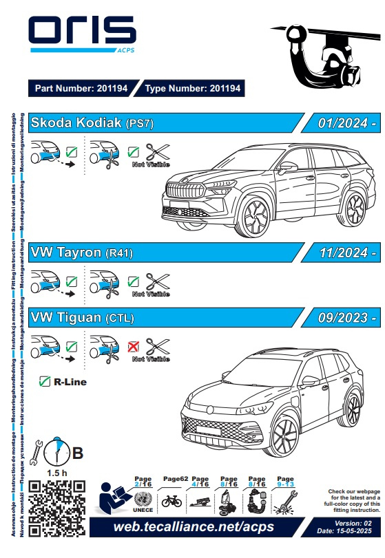 Wypinany hak holowniczy ORIS VW Volkswagen Tiguan III MK3 09/2023-