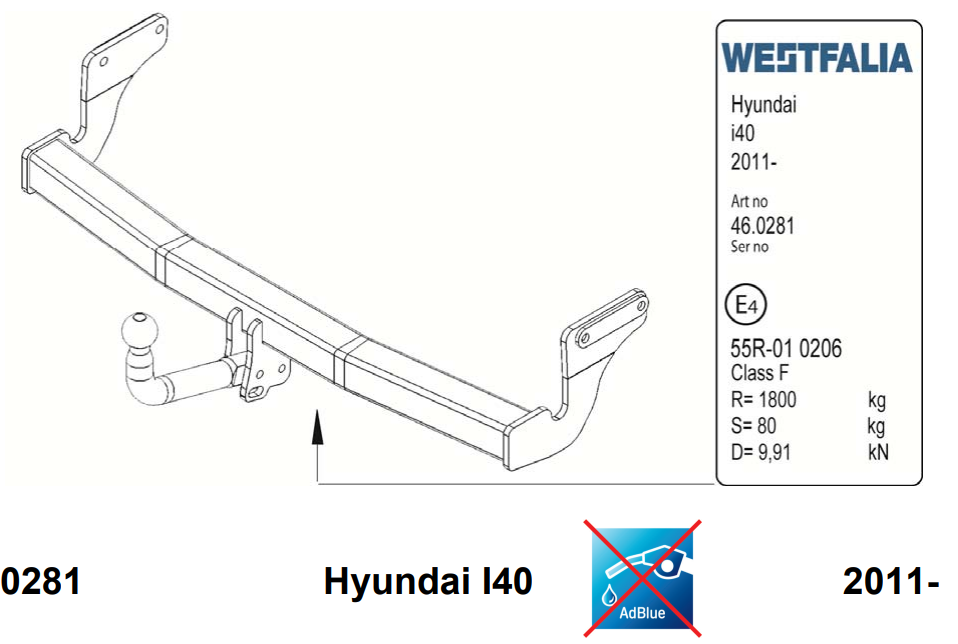 Hak holowniczy Westfalia Hyundai i40 CW Kombi 2011-