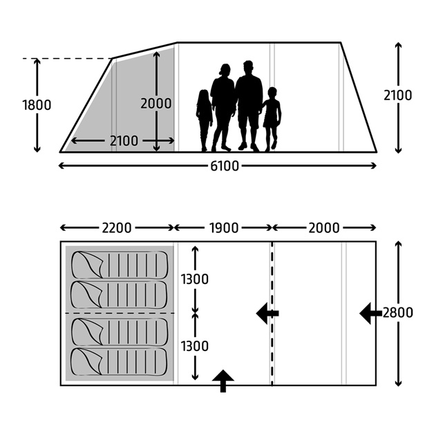 Namiot rodzinny - TC Hayling 4 AIR TC - Kampa 9120001251