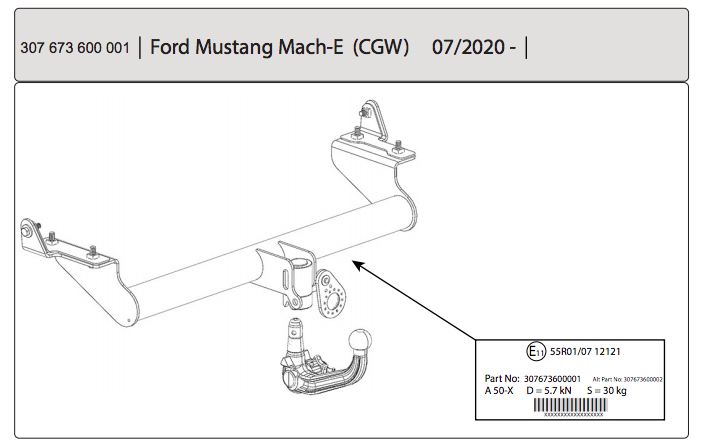 Hak Holowniczy Westfalia Ford Mustang Mach-E 07/2020-