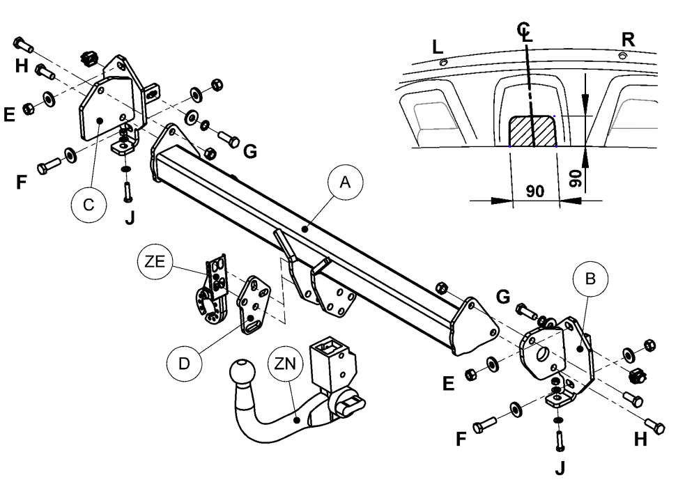 Hak holowniczy Witter Mercedes-Benz GLC (X253) 09.2015-06.2019