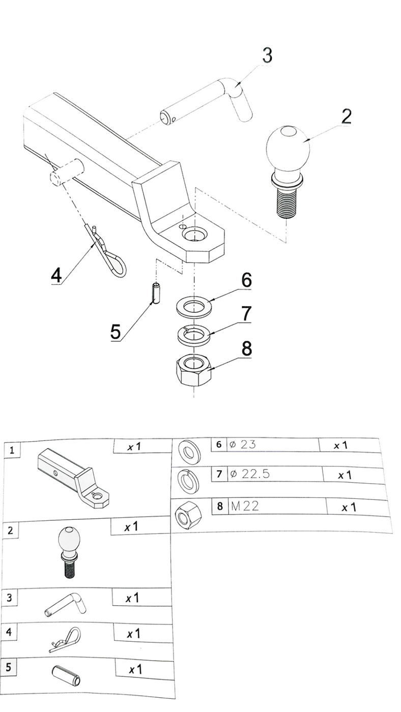 Kula adapter do haków USA AUTOHAK AH-3 