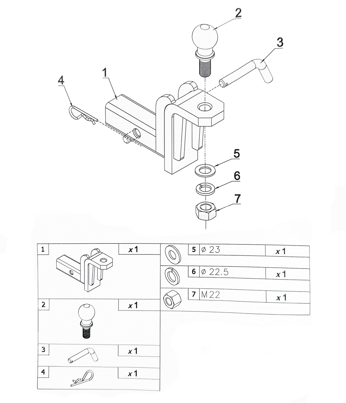 Kula adapter do haków USA AUTOHAK AH-6